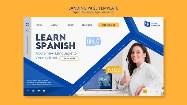 Learning spanish language landing page