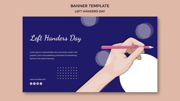 Left handers day banner template