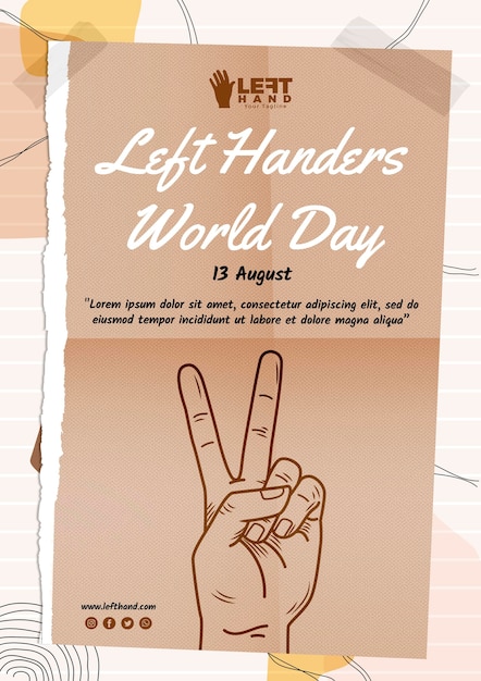 Free PSD left handers day poster template concept