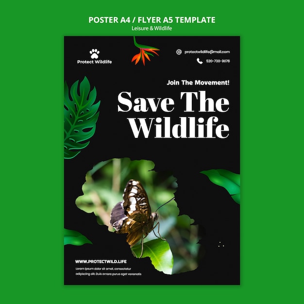 Leisure and wildlife design poster template