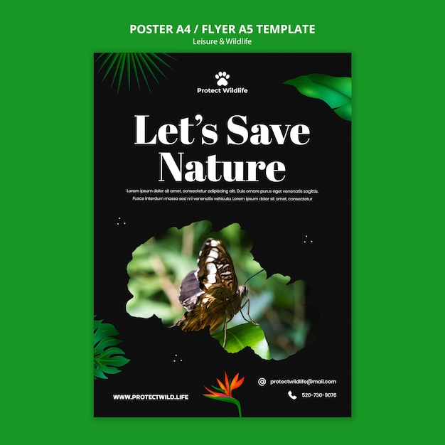 Leisure and wildlife design poster template