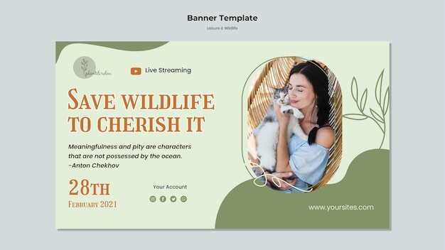 Leisure and wildlife horizontal banner template