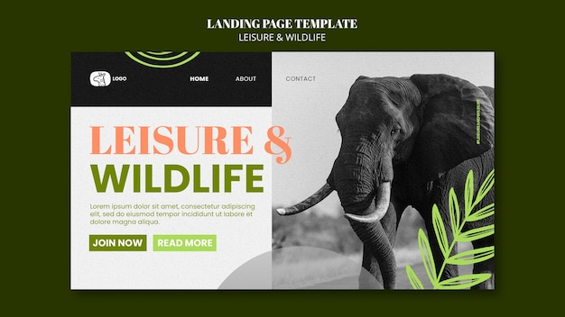 Free PSD leisure and wildlife landing page template