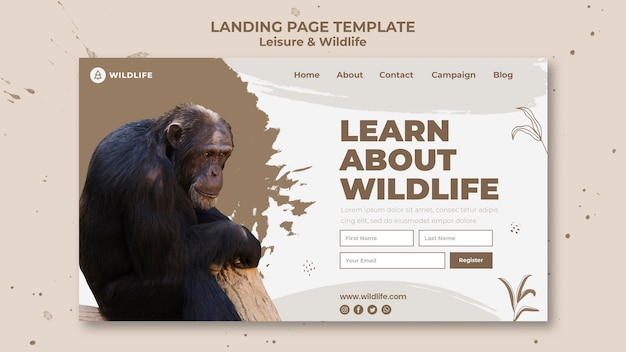 Free PSD leisure and wildlife landing page