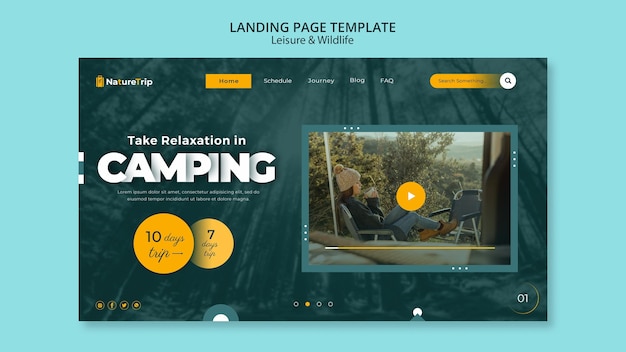 Free PSD leisure and wildlife landing page