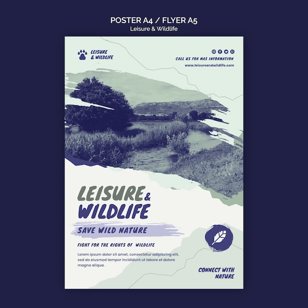 Leisure and wildlife poster template