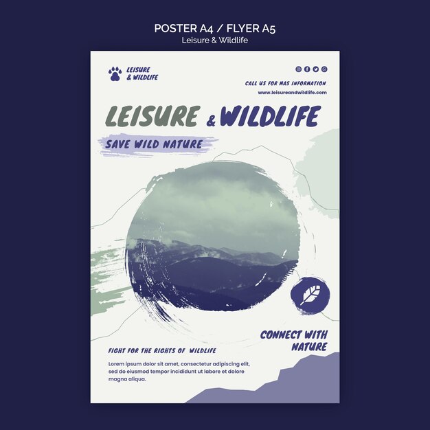 Leisure and wildlife poster template