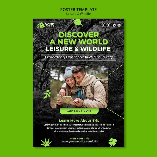 Free PSD leisure and wildlife poster template