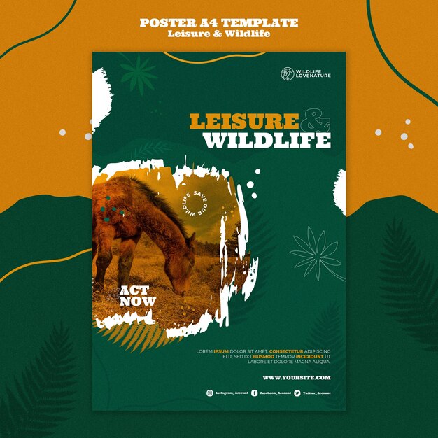 Leisure and wildlife vertical print template