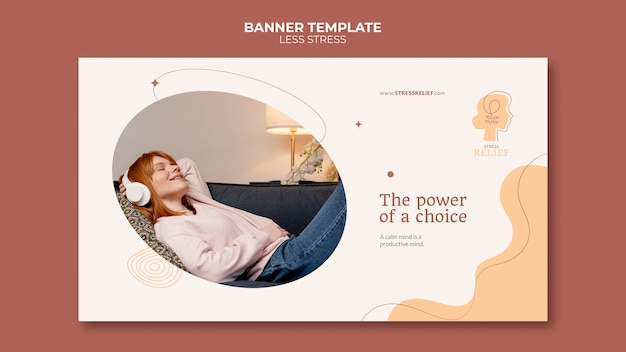 Free PSD less stress banner design template