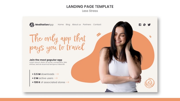 Less stress landing page design template