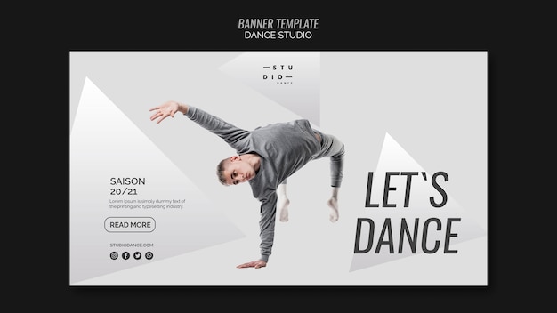 Free PSD let's dance studio dance banner template