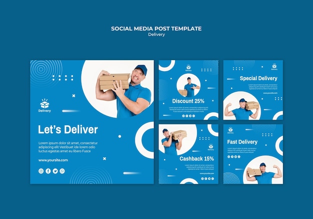 Free PSD let's deliver social media post template