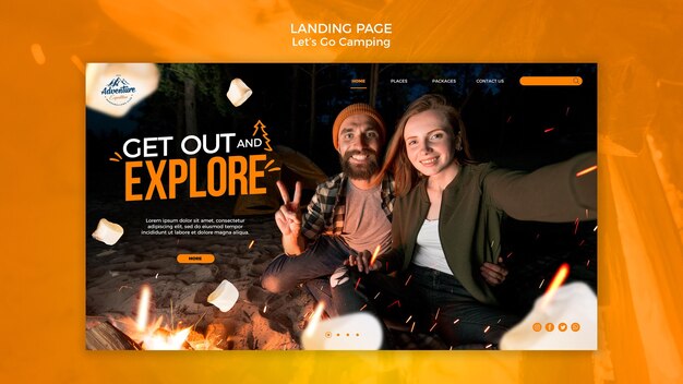 Let's go camping landing page template