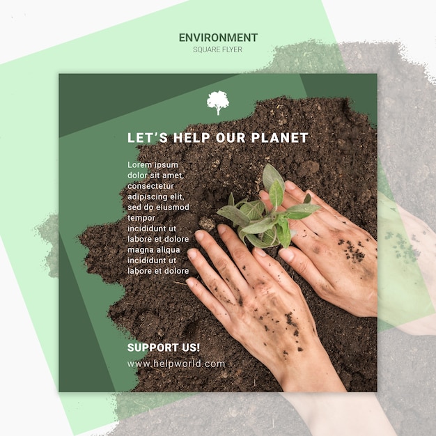 Free PSD let's save the earth square poster template