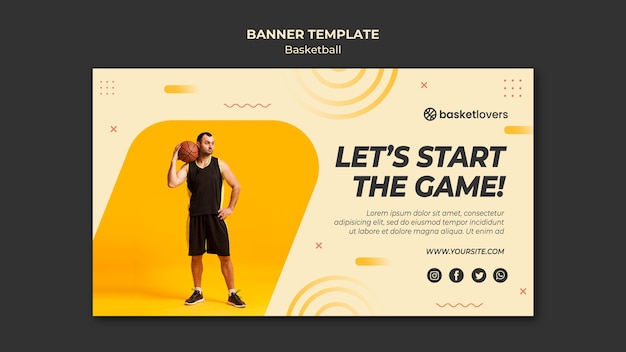 Let's start the game basketball banner web template