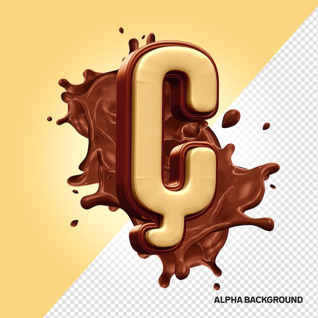 Free PSD letter c cedilla of 3d chocolate alphabet