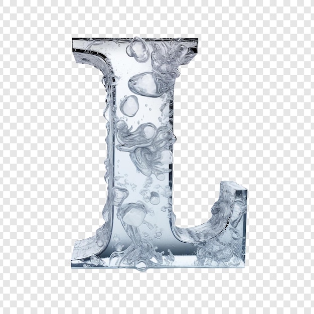 Free PSD letter l with ice elements ice made of ice 3d isolated on transparent background