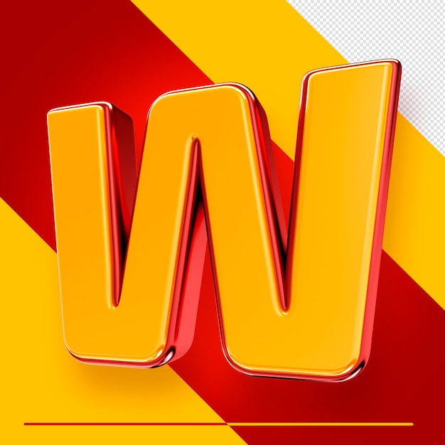 Free PSD a letter w with a red and yellow background