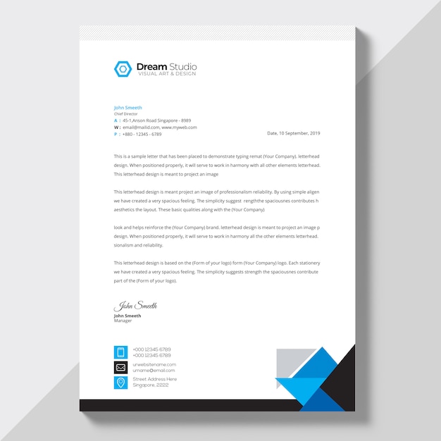 Letterhead template in flat style