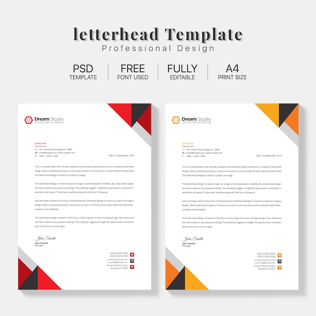 Free PSD letterhead template set