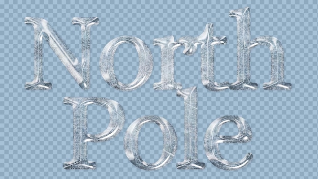 Free PSD lettering with north pole ice style on a transparent background