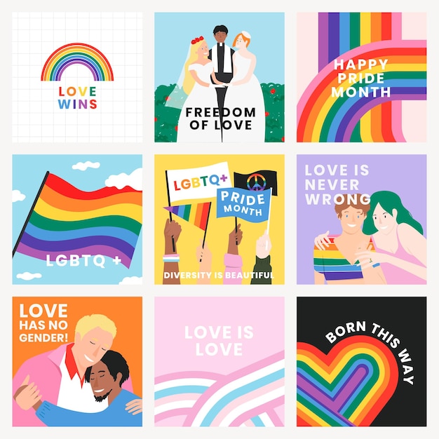 Free PSD lgbtq and pride month template psd set