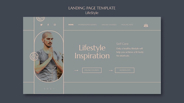 Lifestyle inspiration landing page template with photo