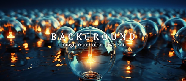 Free PSD light bulbs on dark blue background