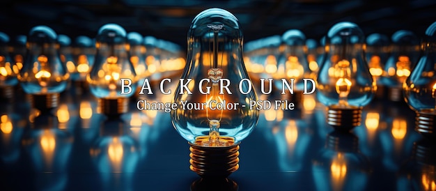 Free PSD light bulbs on dark blue background