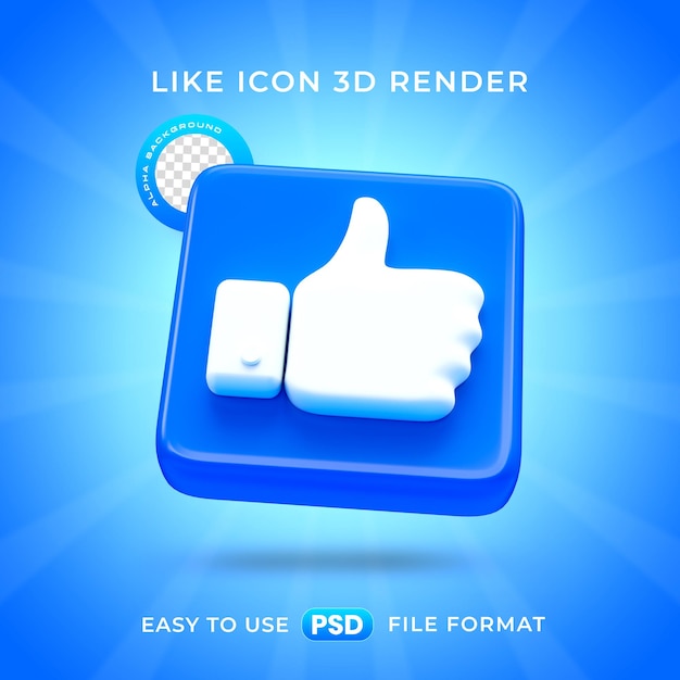 Free PSD like reaction icon isolated 3d render illustration