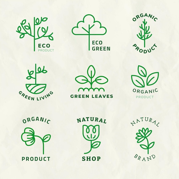 Free PSD line eco logo template psd for branding with text set