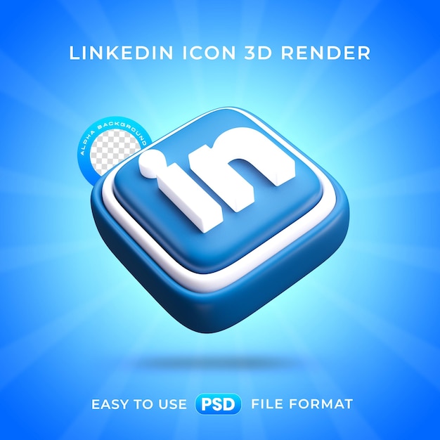 Free PSD linkedin logo icon isolated 3d render illustration