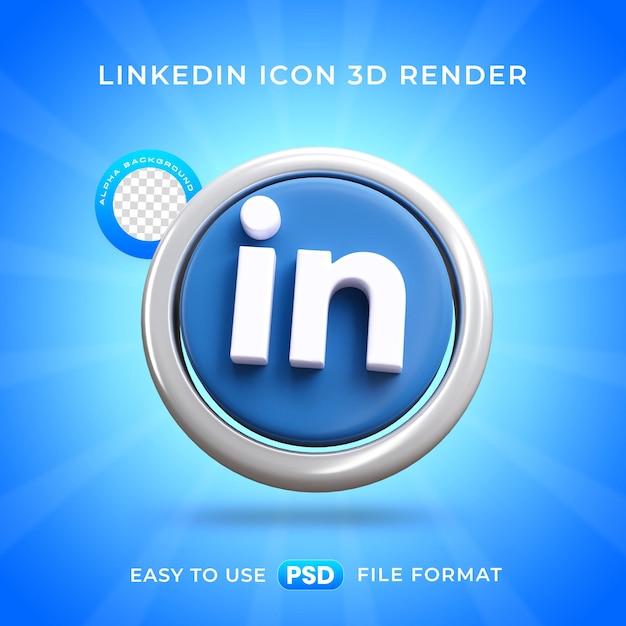 Free PSD linkedin logo icon isolated 3d render illustration