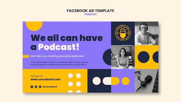 Free PSD listening to podcasts facebook template