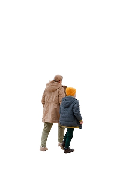 Free PSD little boy spending time outdoors with his grandmother