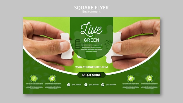 Free PSD live green environment and hands holding pieces of puzzle