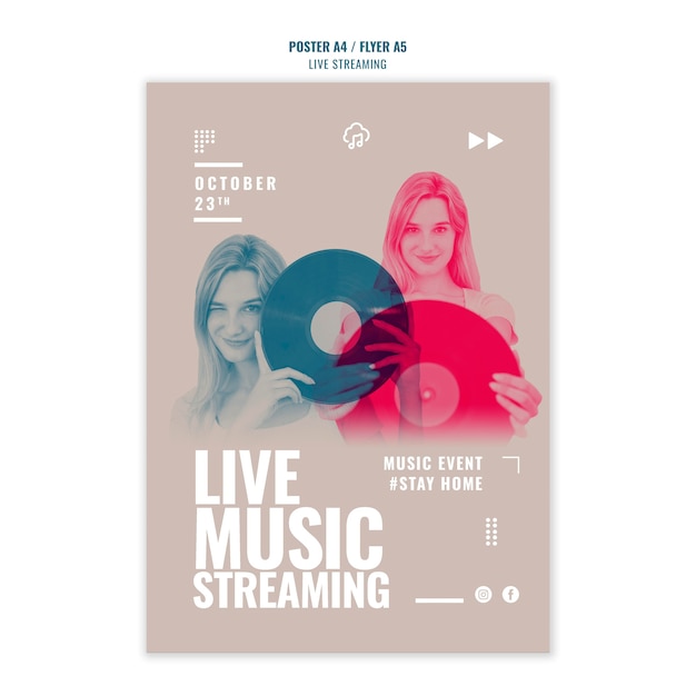 Free PSD live music streaming flyer template