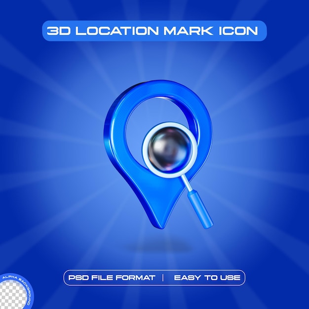 Free PSD location mark symbol icon 3d render illustration