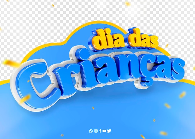 Free PSD logo 3d celebration children's day in brazil dia das criancas in brazil