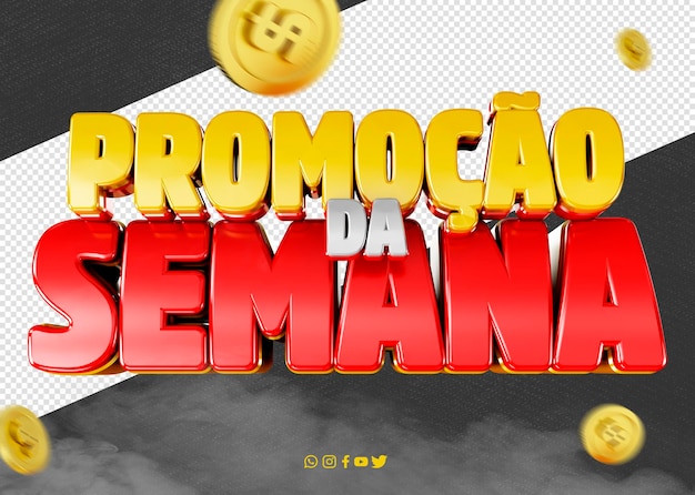 logo 3d render promotion of the week for advertising campaigns compositions promocao da semana