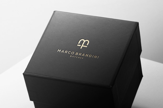 Free PSD logo mockup luxury box