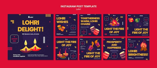 Free PSD lohri celebration  instagram posts