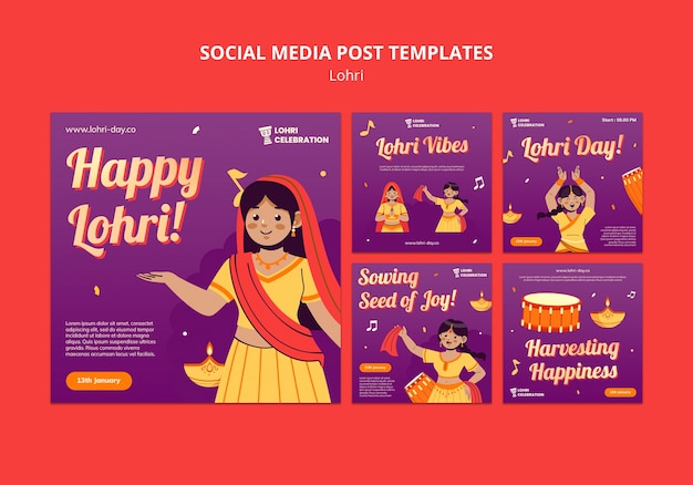 Free PSD lohri celebration  instagram posts