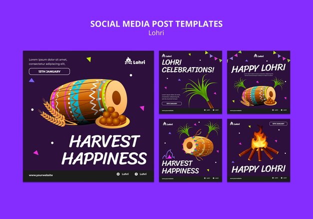 Free PSD lohri celebration  instagram posts