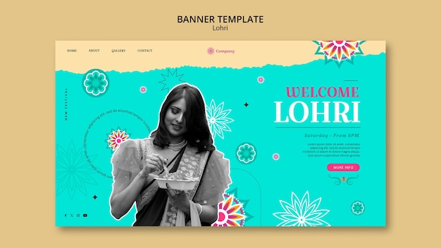 Free PSD lohri festival celebration landing page template