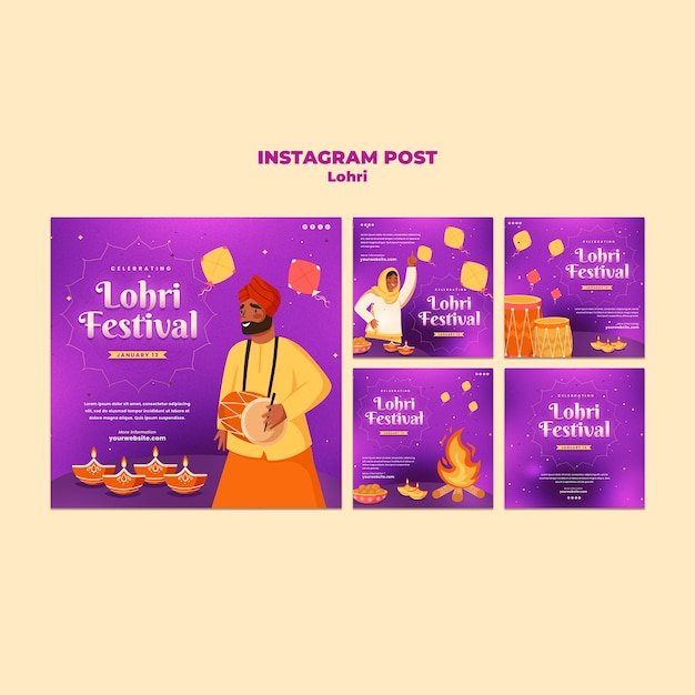 Free PSD lohri template design