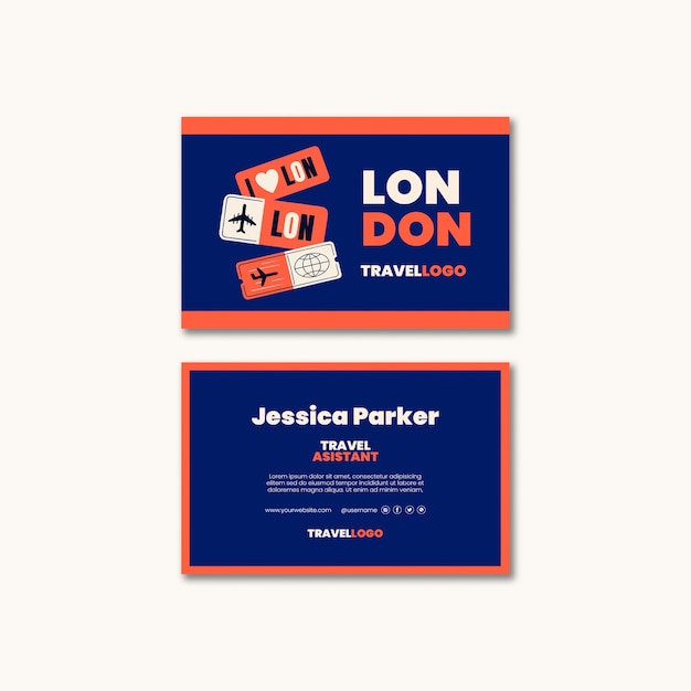 Free PSD london travel horizontal business card template