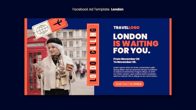 Free PSD london travel social media promo template