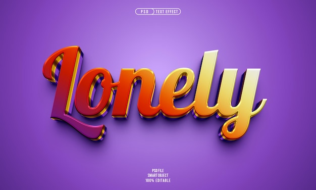 Free PSD lonely 3d editable text effect